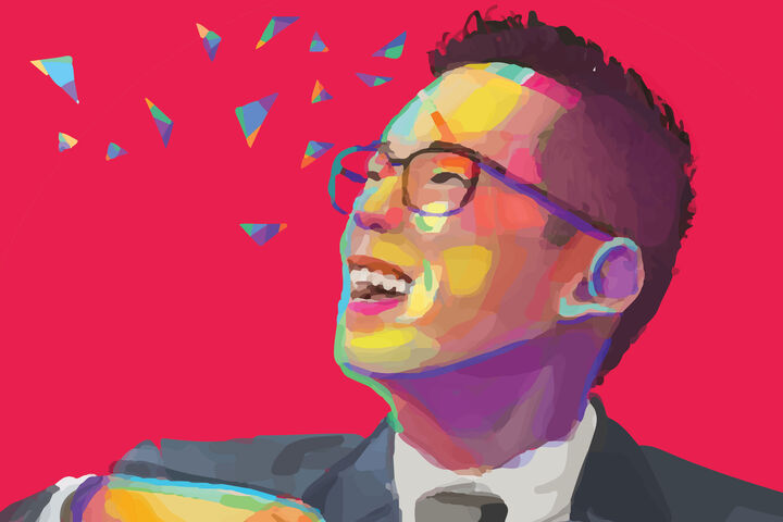 Logo and artistic rendering of Robert Liu
